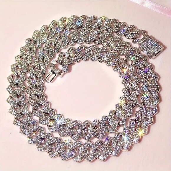 Bracelet Hip Hop Style Jewelry Sparkling Chunky Chain Design, Inlaid Shining - Picture 1 of 2